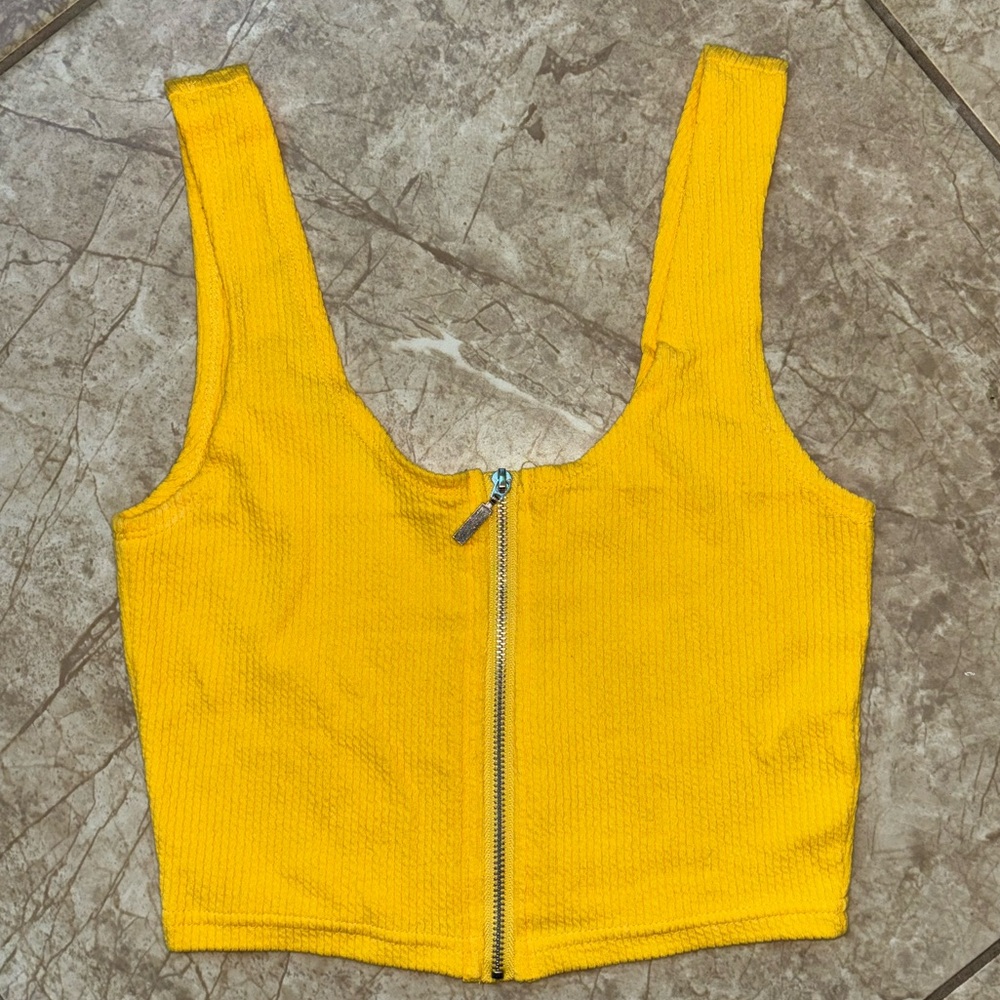 Yellow Zippered Women's Top